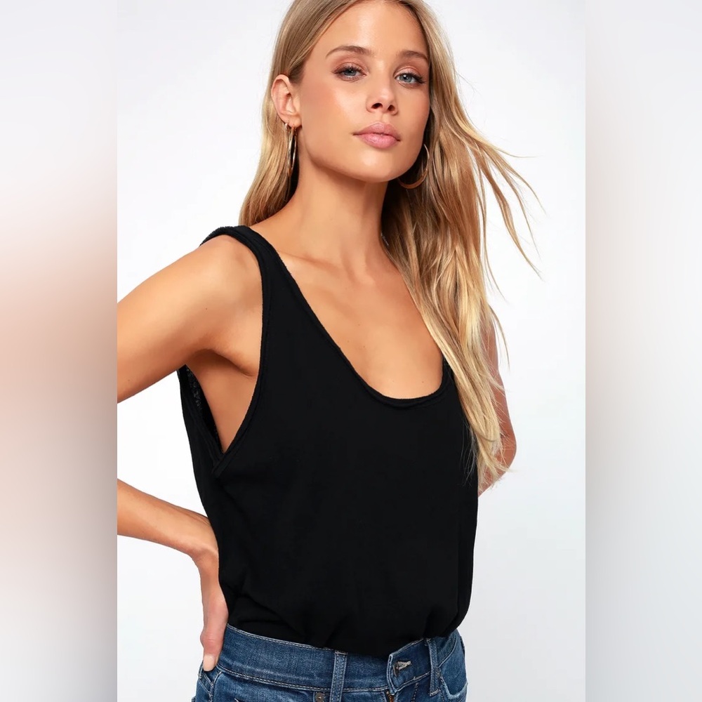 Free People Sydney Black Sleeveless Bodysuit